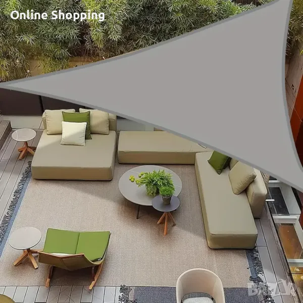 Водонепромокаема триъгълна Тента - сенник за градина или басейн 3х3х3, снимка 1