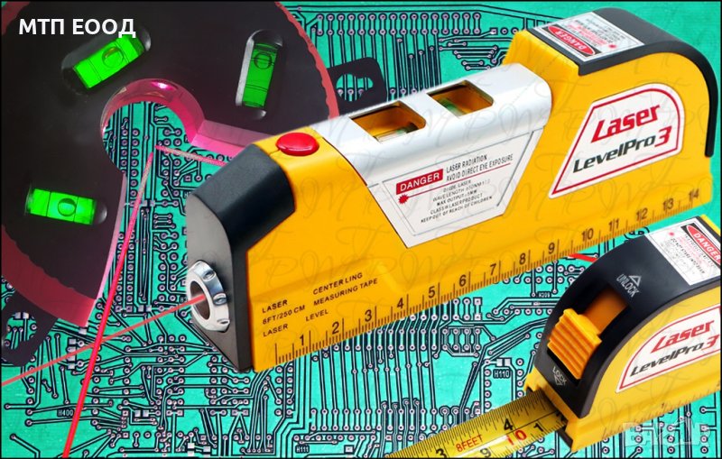 Нивел, лазер, ролетка, кръстосани линии, нивелир, снимка 1