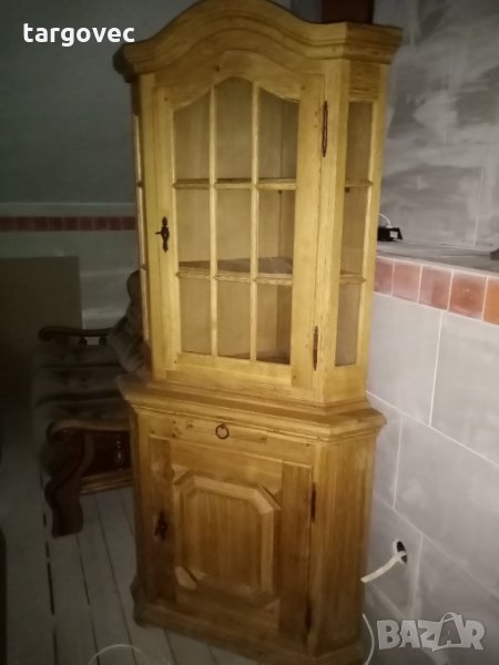 Ъглова витрина масивна дъб внос Германия, снимка 1