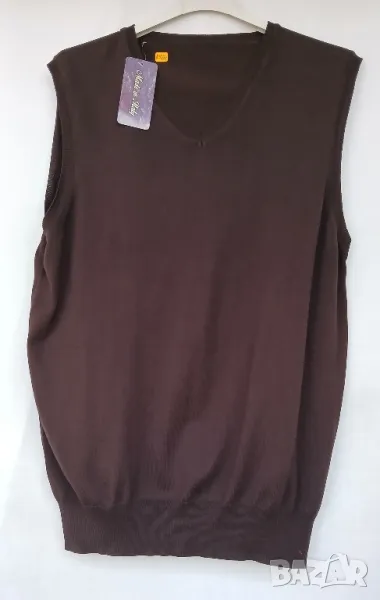 Мъжки тъмнокафяв пуловер от финна вълна., снимка 1
