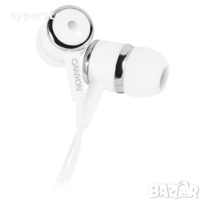 Слушалки с микрофон CANYON CNE-CEPM01W Бели слушалки тип "тапи"за уши, In-Ear Stereo Earphones, снимка 1