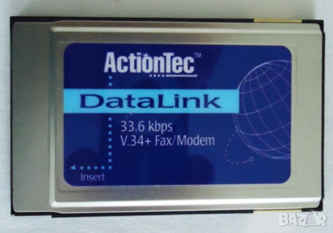 Факс модем писиемсиай карта ActionTec FM336SK DataLink 33.6K Fax/Modem PCMCIA PC Card, снимка 1