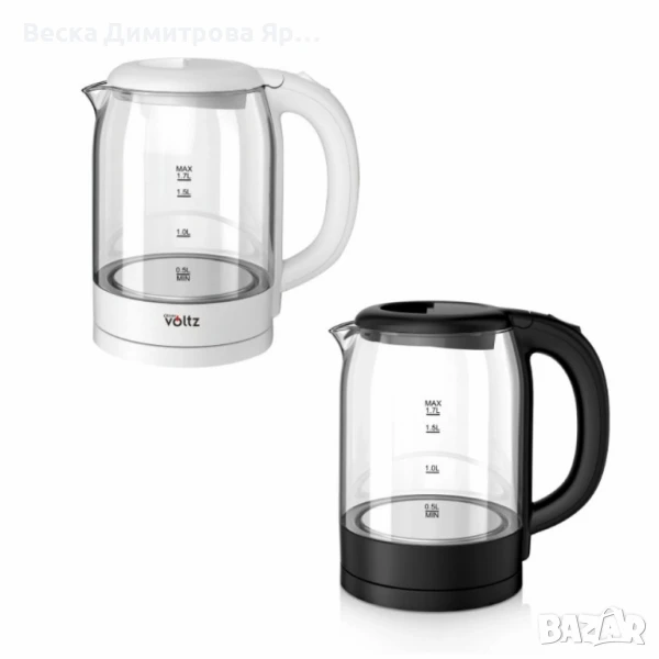 Електрическа кана Voltz, 2200W, 1.7л., Стъкло, снимка 1