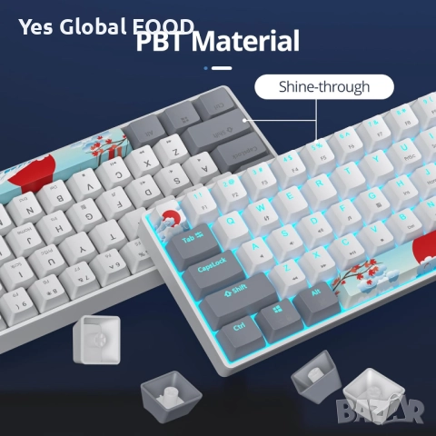 SOLIDEE 60% механична клавиатура 61 клавиша с LED подсветка, снимка 5 - Клавиатури и мишки - 52663359