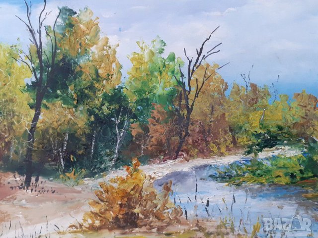 ПРОДАВАМ СТАРА БЪЛГАРСКА МАСЛЕНА КАРТИНА - ЕСЕНЕН ПЕИЗАЖ, снимка 2 - Други ценни предмети - 31098128