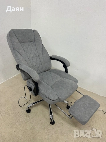 Масажен офис стол, функция затопляне, регулируема височина и поставка за крака, сив Vinsetto, снимка 2 - Столове - 53211258