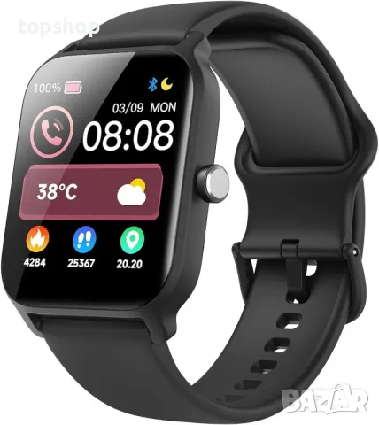 Смарт часовник Yoever, 1,8" фитнес часовник, IP68, черен