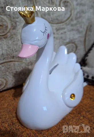 Керамичен лебед-касичка, снимка 2 - Декорация за дома - 49378965