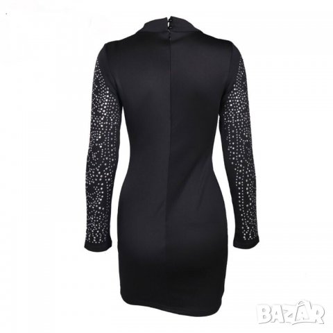 Елегантна черна рокля с камъни , снимка 12 - Рокли - 28516434