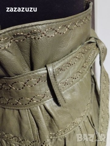 ЗА ЦЕНИТЕЛИ Естествена кожа, бохо стил, цвят зелен, снимка 6 - Поли - 38183948