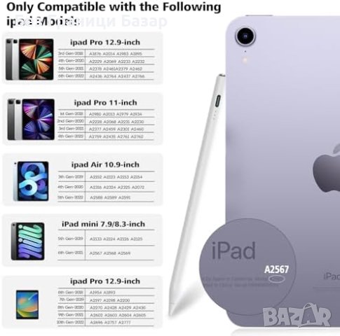 Нов Мултифункционален Стилус за таблет iPad 2018-2023 - Бързо Зареждане, снимка 2 - Друга електроника - 44211698