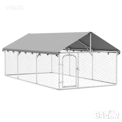 vidaXL Дворна клетка за кучета с покрив, 400x200x150 см