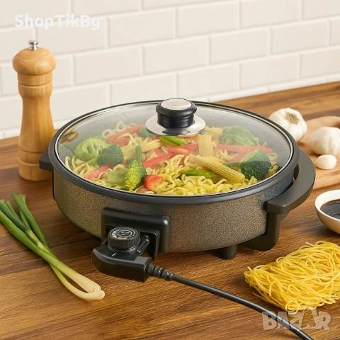 Многофункционален преносим електрически тиган Royalty Line RL-PP18214 - 42см, снимка 6 - Други стоки за дома - 51655608