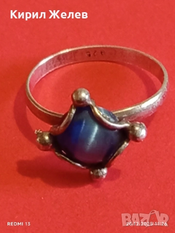 ЕЛЕГАНТЕН СРЕБЪРЕН ПРЪСТЕН с ИНКРУСТИРАН КАМЪК ЗВЕЗДЕН САПФИР МАЙСТОРСКА ИЗРАБОТКА 52378, снимка 5 - Пръстени - 52855750