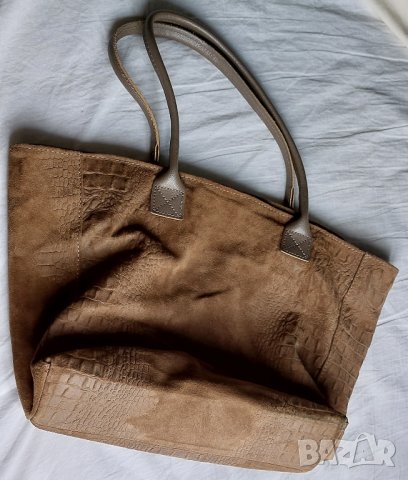 Луксозна кожена чанта тип Биркин от истинска кожа, Италия, снимка 7 - Чанти - 42378492
