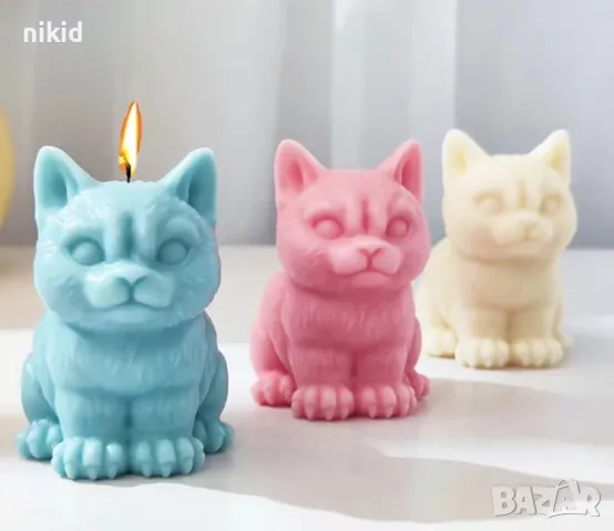 3D Едро Коте котка силиконов молд форма фондан свещ гипс шоколад декор смола, снимка 4 - Форми - 45204928