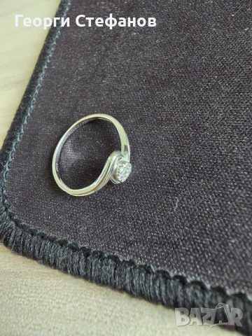 💎 Годежен пръстен от бяло злато 14K с естествен диамант 0.05 ct - елегантен, снимка 3 - Пръстени - 54052001