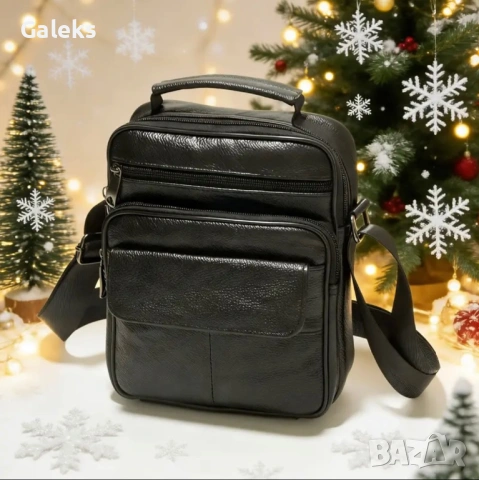 Мъжка ежедневна кожена чанта с класически дизайн /Черна естест. кожа!, снимка 3 - Чанти - 53103789