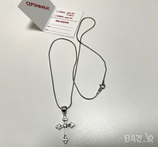 Сребърен Накит: Синджир с Кръст (проба 925) ITALY-4,175 грама, снимка 2 - Колиета, медальони, синджири - 51339902