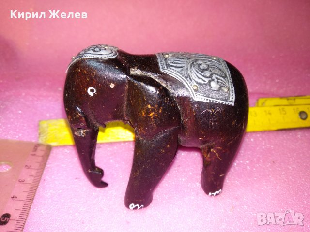 ДЪРВЕНА КОЛЕКЦИОНЕРСКА ФИГУРКА СЛОНЧЕ РЪЧНА ИЗРАБОТКА с ОРНАМЕНТИРАН МЕТАЛЕН ОБКОВ 42910, снимка 8 - Статуетки - 44312521