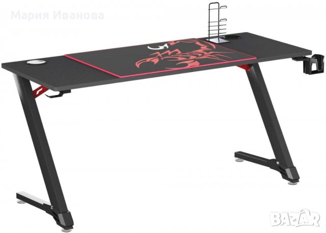 Геймърско бюро / Офис бюро с аксесоари UMI-TN-Z60-BK, снимка 3 - Бюра - 36663632