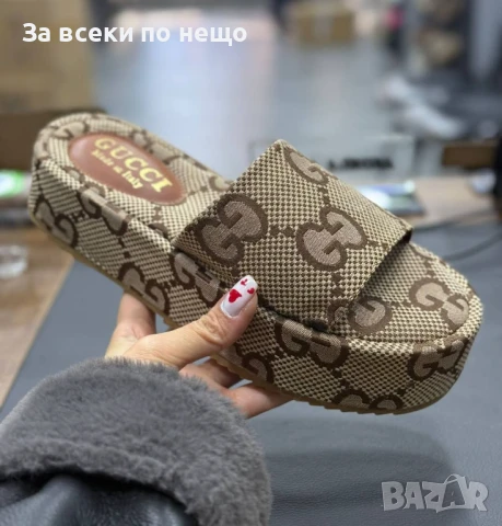 Gucci Дамски Бежови Чехли На Платформа Гучи Код A635