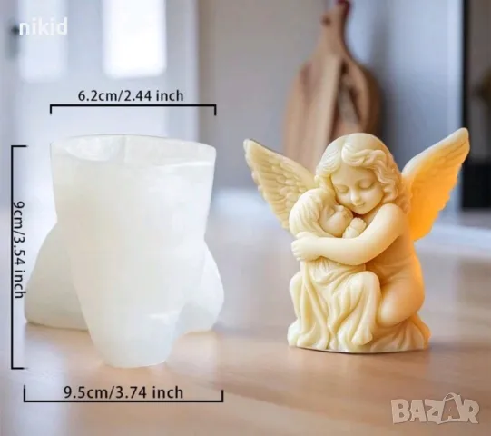 3d Деца ангел ангели прегърнати силиконов молд форма фондан смола поколад свещ гипс декор, снимка 3 - Форми - 49216448
