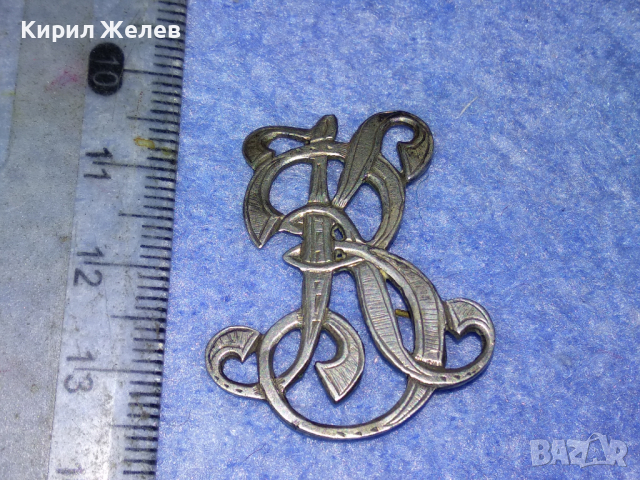 СТАРИННА АР НУВО СРЕБЪРНА АПЛИКАЦИЯ МОНОГРАМ КОКАРДА с Букви KR РЪЧНА ОРНАМЕНТИРАНА ИЗРАБОТКА 43280, снимка 3 - Антикварни и старинни предмети - 44664342