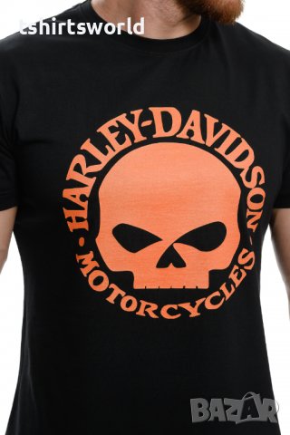Нова мъжка тениска с дигитален печат HARLEY DAVIDSON с гръб, Череп, снимка 6 - Тениски - 37670218