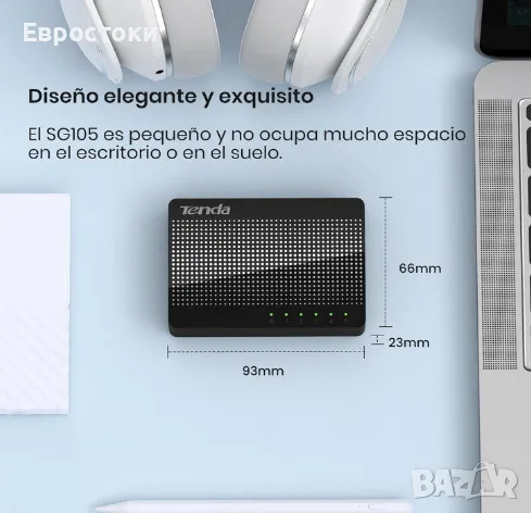 Суич Tenda SG105, 5-портов гигабитов комутатор, неуправляем домашен Ethernet комутатор, снимка 6 - Мрежови адаптери - 50181563