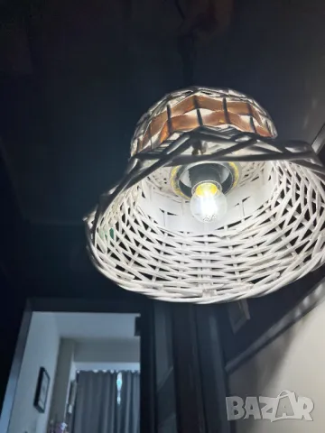 Красив абажур - винтидж, снимка 3 - Полилеи - 50392477