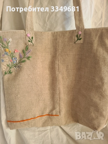 Lenena canta s ricna broderia(35-40sm), снимка 6 - Ръчно изработени сувенири - 51728343