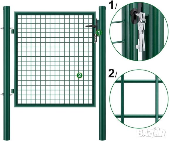 Градинска врата (единична), 100 х 140 см, зелена DA128, снимка 5 - Огради и мрежи - 42411977