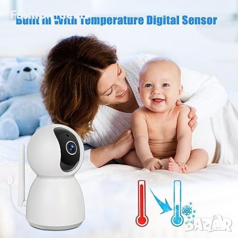 Нов Монитор за Бебе с Панорамна Камера и Двупосочен Звук, снимка 6 - Бебефони - 42549107