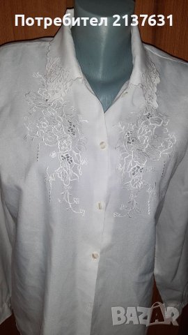 ДАМСКА  Бяла БЛУЗА с БРОДЕРИЯ - Размер L, снимка 3 - Блузи с дълъг ръкав и пуловери - 39855970