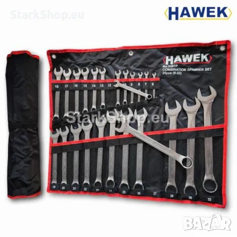 Професионален Комплект Звездогаечни Ключове HAWEK 25 части (6-32мм) Изработени от Хром Ванадиева 