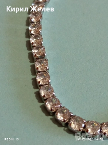 Кристална сребърна тенис гривна тип боло с кристали 30475, снимка 9 - Гривни - 52863207