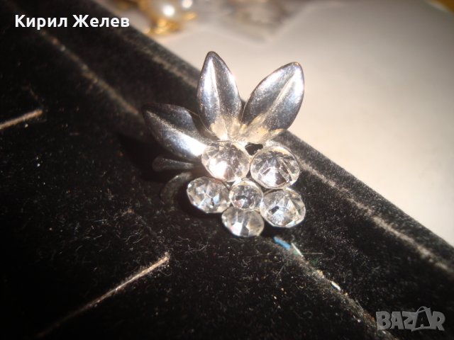 ИЗЯЩНА СРЕБРИСТА ФЛОРАЛНА БРОШКА с КРИСТАЛИ 17078, снимка 4 - Други - 31230609