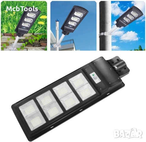 Улична соларна лампа със соларен панел и стойка, 400W, IP66, 12-16 часа автономия, 30 000mAh, 6500K, снимка 2 - Соларни лампи - 50789356