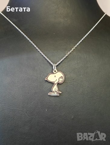 Сребърно колие с висулка на кученцето Снупи - Snoopy