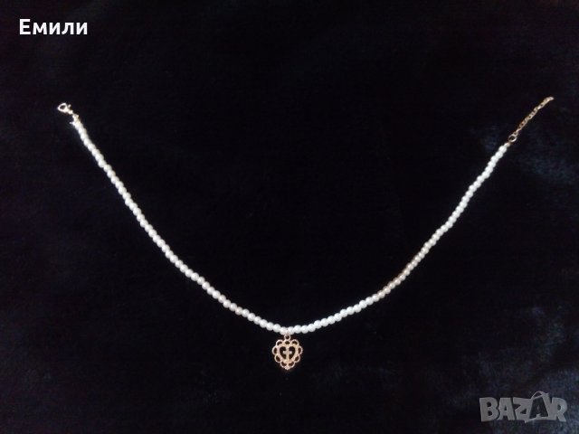 Колие с перли и висулка със сърце и кръстче, снимка 4 - Колиета, медальони, синджири - 32025755