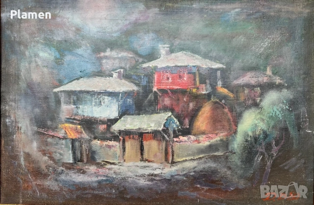 УНИКАТ КАРТИНА МАСЛО ПОДПИСАНА 1980 Г., снимка 3 - Картини - 54149083