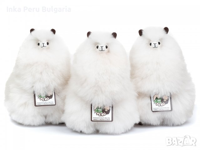  Усмихната алпака – голяма, 32 см, Ivory White, снимка 2 - Плюшени играчки - 37122379