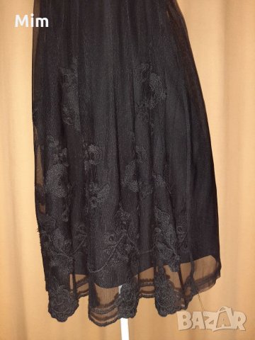 SPRIT M Черна рокля от тюл с релефна бродерия , снимка 3 - Рокли - 33925477