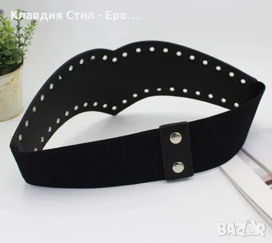 Ефектен кожен дамски колан, ластичен, снимка 4 - Колани - 48245149