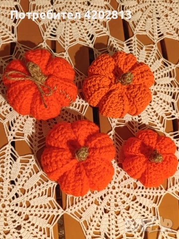 Ръчна изработка . Плетени тикви на една кука а една кука , снимка 6 - Декорация за дома - 51915519