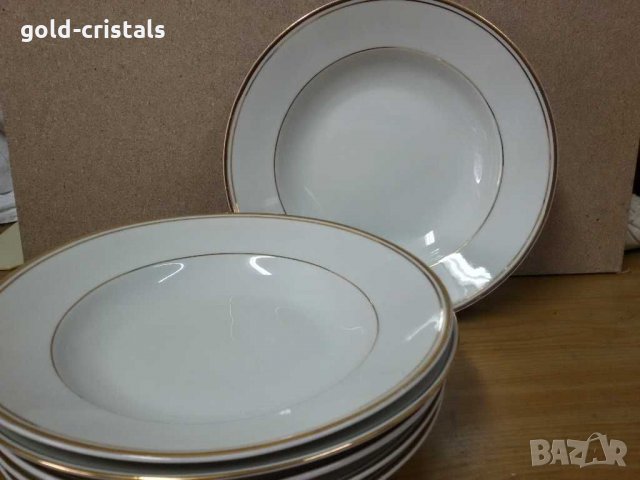 Стар български порцелан с златен кант чинии, снимка 3 - Антикварни и старинни предмети - 29216734