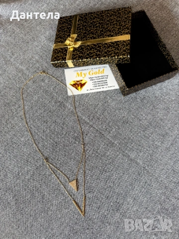 Ново златно двойно колие с камъни - 3.19гр., снимка 5 - Колиета, медальони, синджири - 54226149