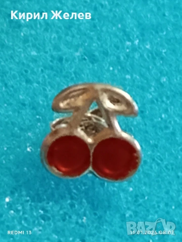 Сребърна обеца във формата на Череши с емайл нежно финно бижу 52653, снимка 6 - Обеци - 53059604