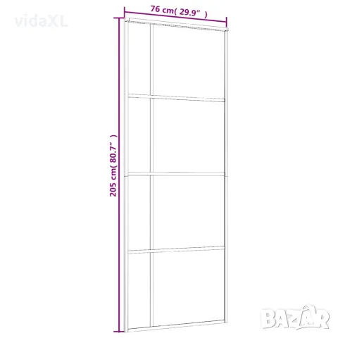 vidaXL Плъзгаща се врата, ESG стъкло и алуминий, 76x205 см, бяла, снимка 7 - Входни врати - 56146200